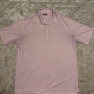 Taylor & Mick Men's Red and White Striped Polo Shirt Large